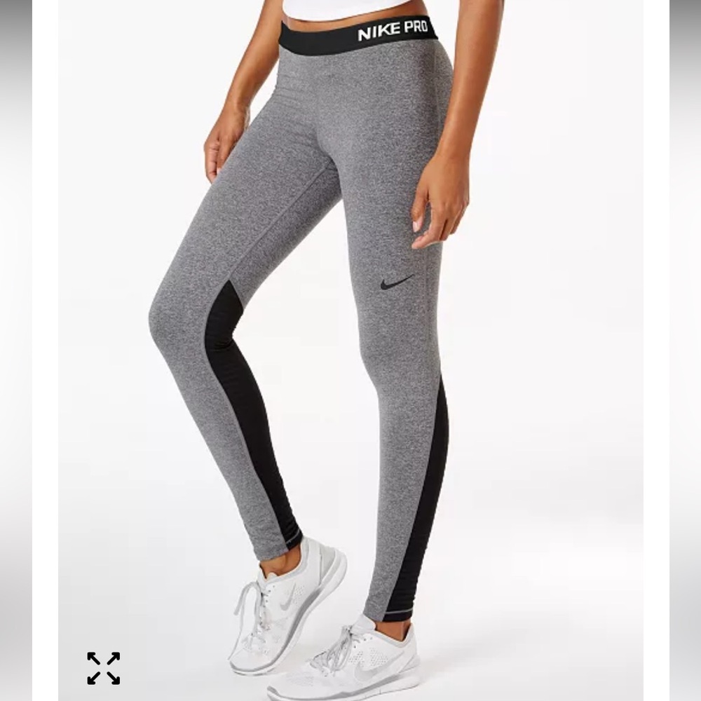 Ladies Nike Pro Warm‎ Dri-FIT Leggings Heather Grey and Black Size Small